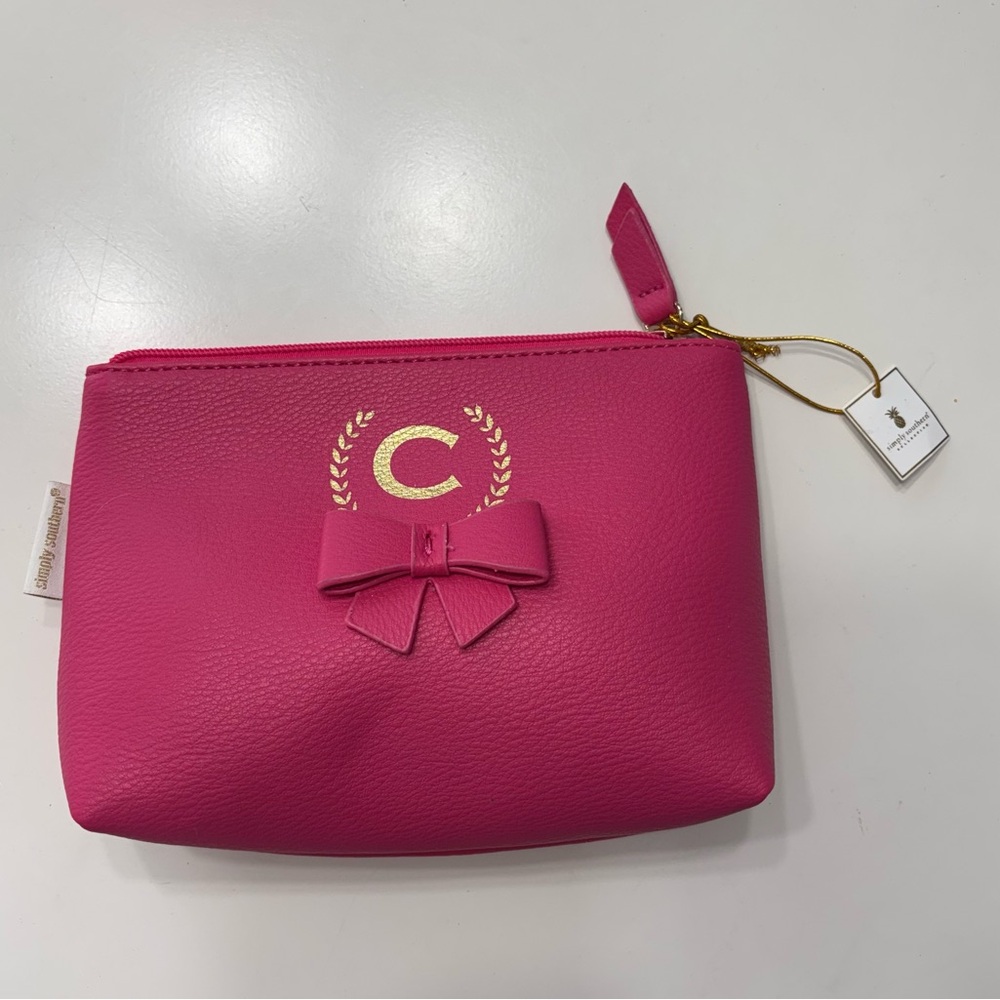 Simply Southern Pink Cosmetic Bag with Gold Accents